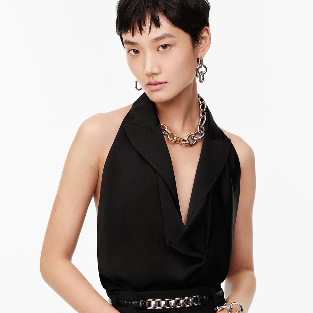 Zara, NWT, Halter Top with lapel collar, S